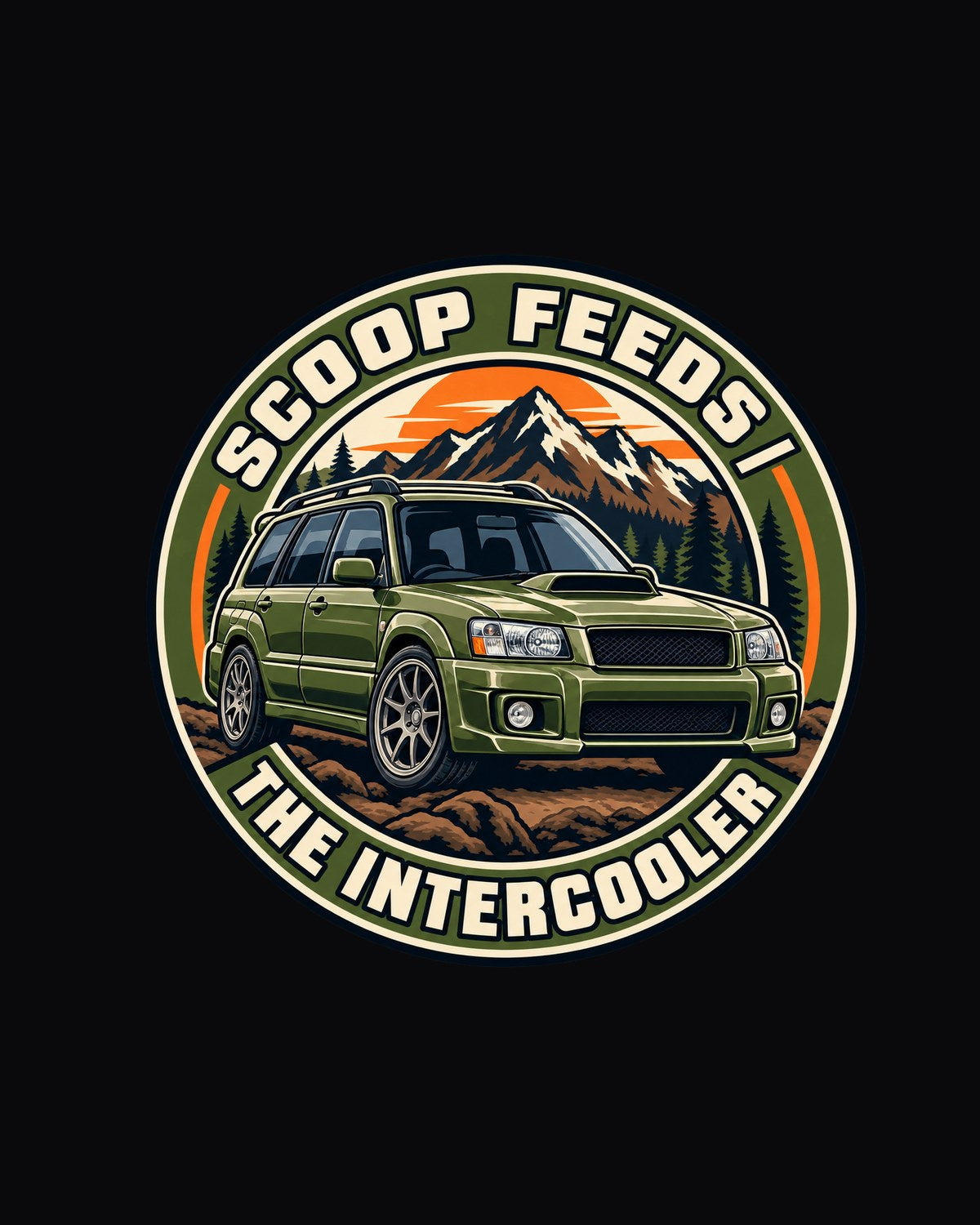 Forester SG9 Round Embroidered-Style Crest, Scoop Feeds Intercooler Shirt design only