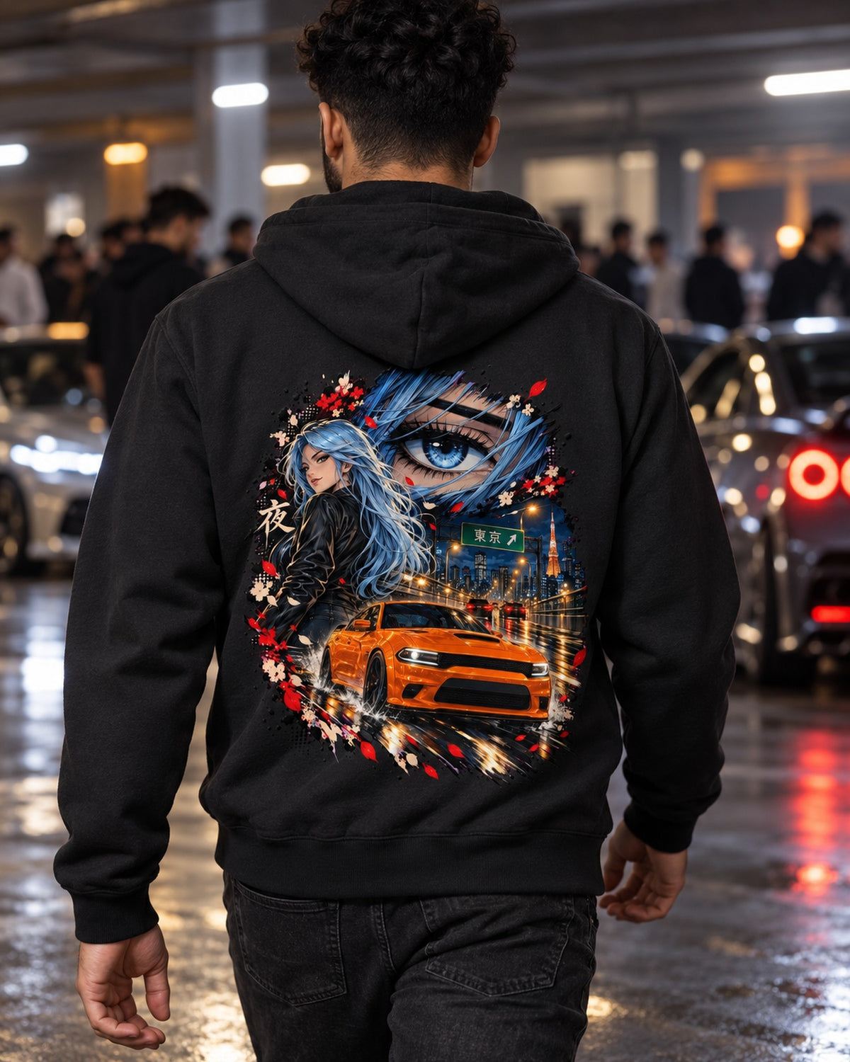 Dodge Charger Hellcat Anime Girl Shirt, Hoodie & More Zip Hoodie Black worn hero