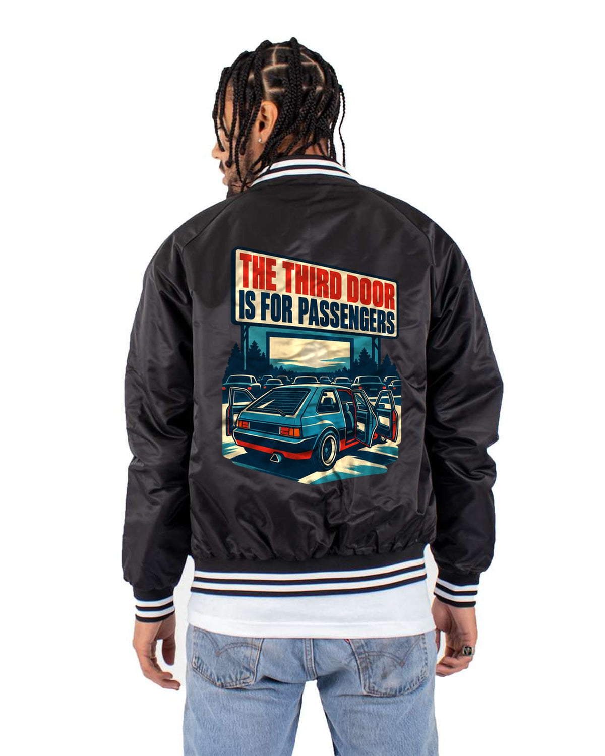 Veloster N JS Third Door Drive-In Race Poster Shirt Bomber Jacket Black back