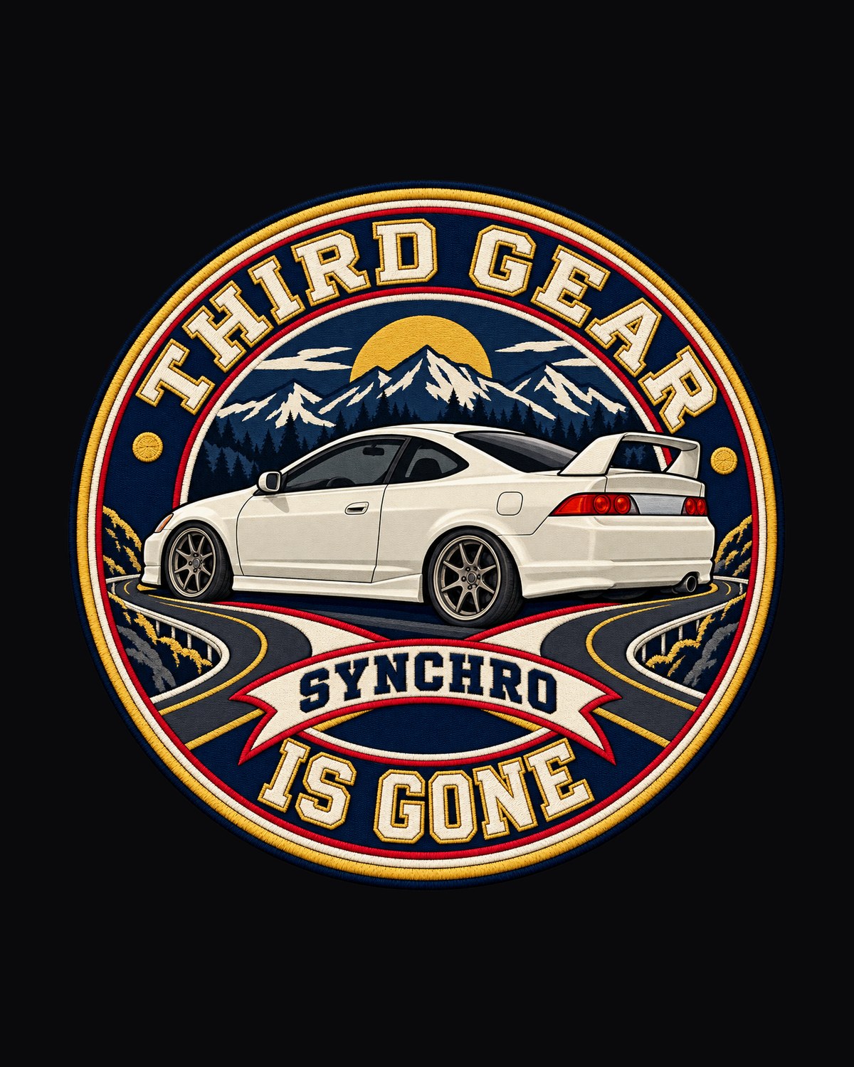 Honda Integra DC5 Embroidery Patch Style Shirt, Third Gear Joke design only