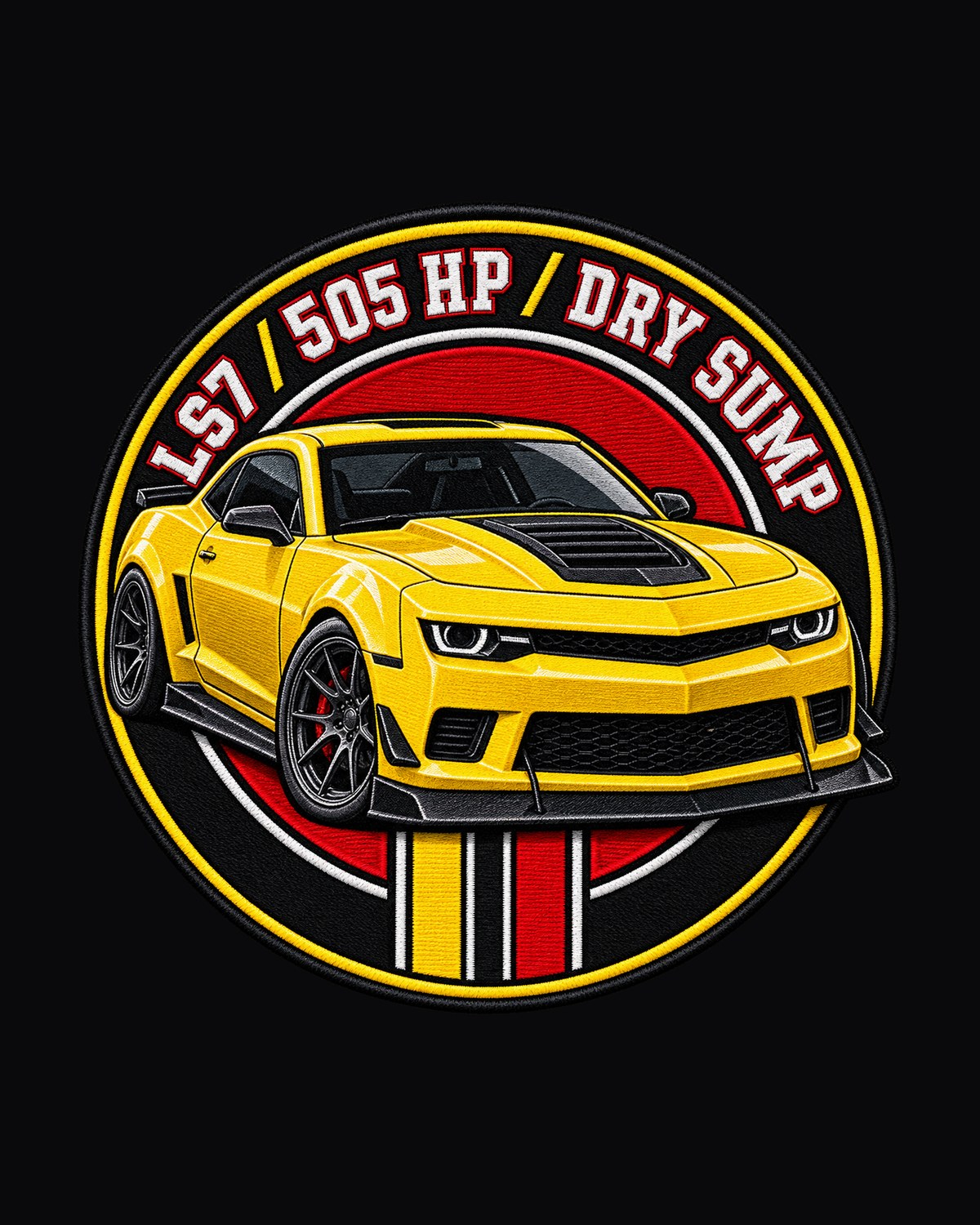 2014 Camaro Z/28 LS7 Varsity Crest Shirt, 505 HP Dry Sump design only