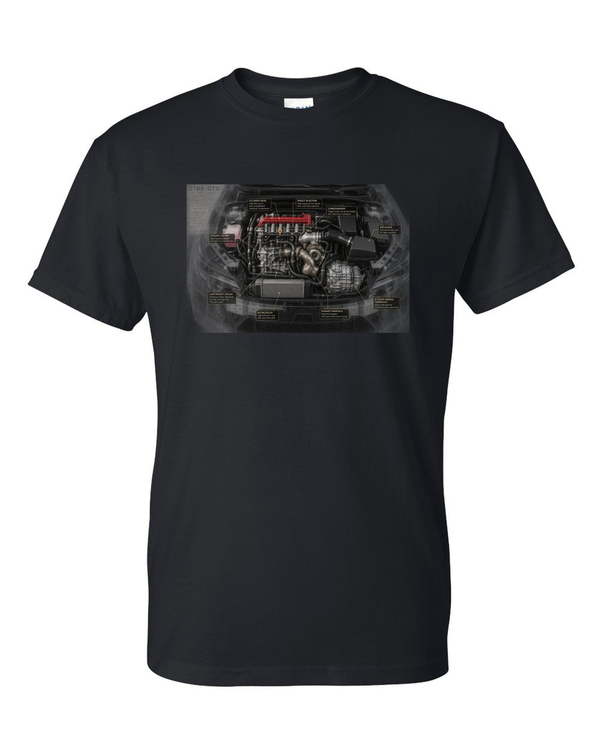 GR Corolla Circuit Edition Aero Callouts Graphic Tee black t-shirt front view with the design