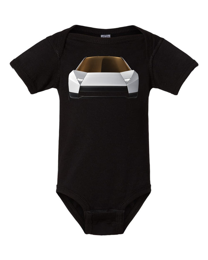 Tesla Roadster Light Bar Baby Onesie Black front