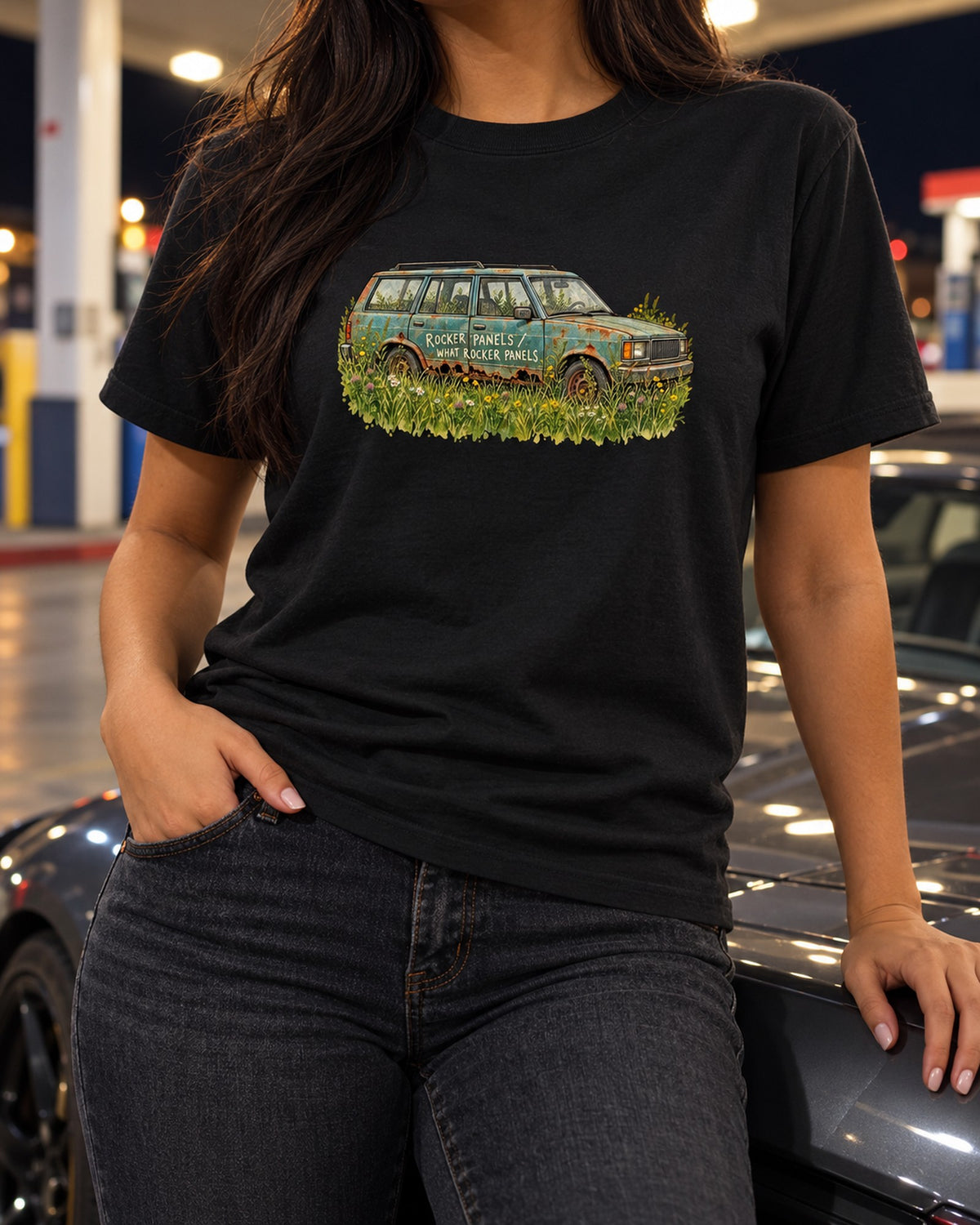 Jeep Cherokee XJ Junkyard Find Watercolour Shirt T-Shirt Black worn hero