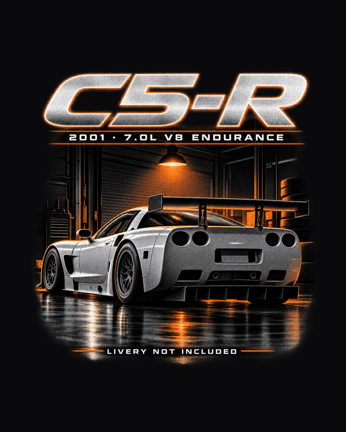 Corvette C5-R 2001 Endurance Race Car Garage Night Tee design only