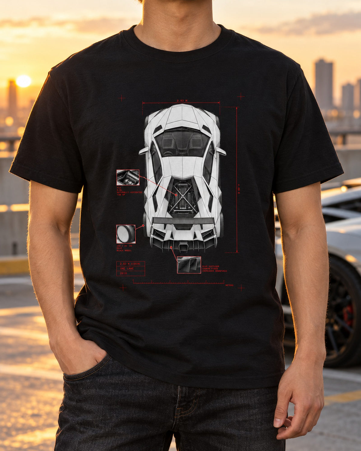 Lamborghini Aventador S LP740-4 Spec Poster Shirt, Car Guy Gift T-Shirt Black worn hero