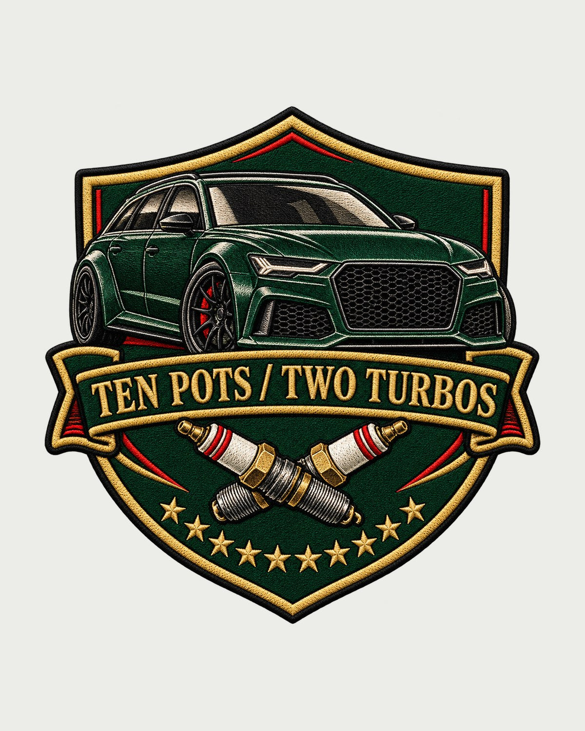 Audi RS6 Avant C6 4F Varsity Crest Shirt, Ten Pots Two Turbos design only