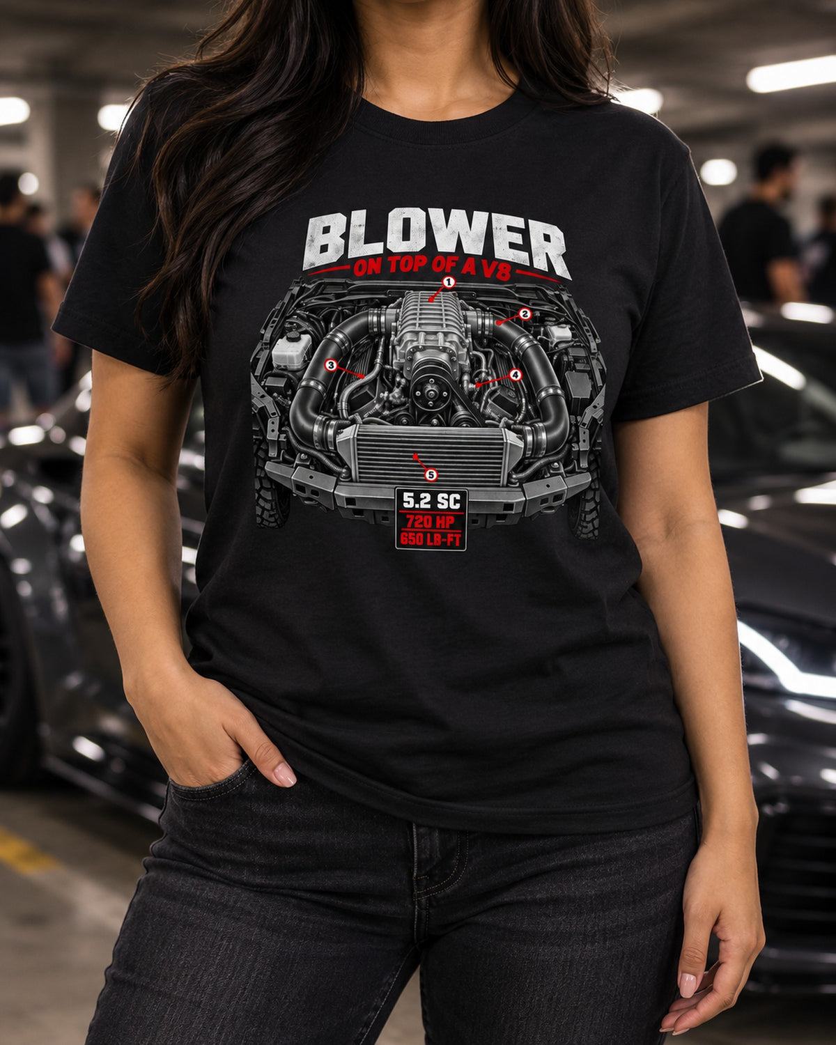 Ford F-150 Raptor R P702 Supercharged V8 Engine Graphic Tee T-Shirt Black worn hero