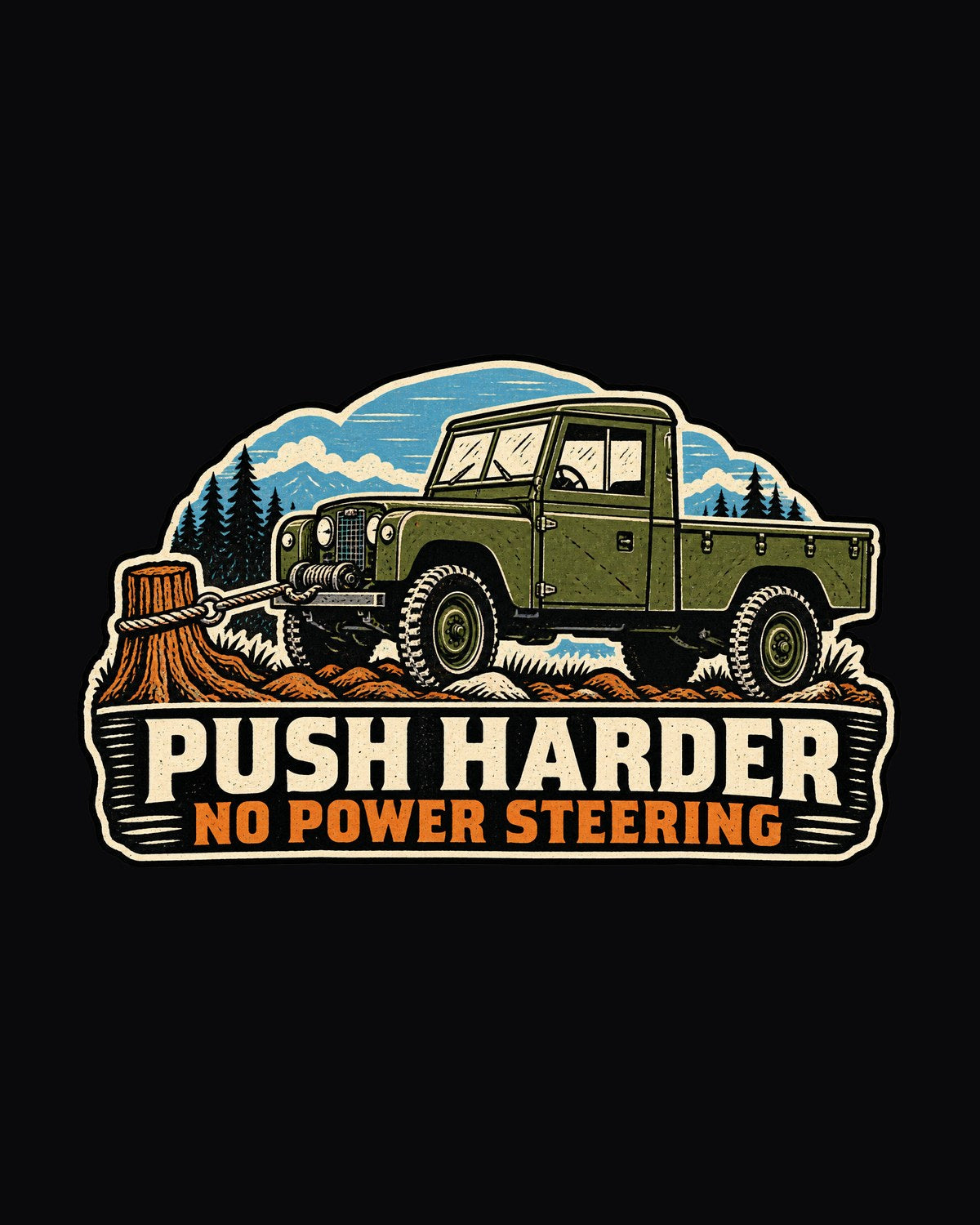 Dodge Power Wagon WM300 Flat Fender Winch Linocut Shirt design only