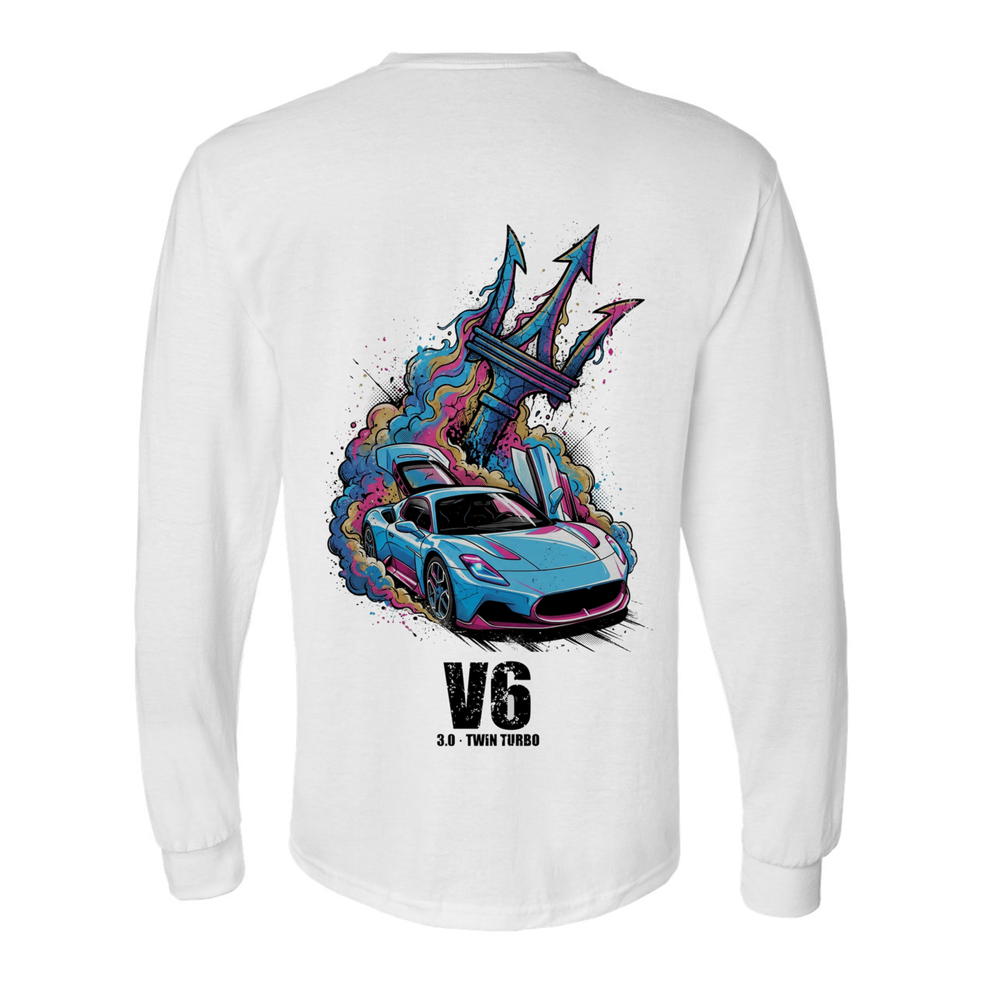 Maserati MC20 Trident Long Sleeve T-Shirt — White back