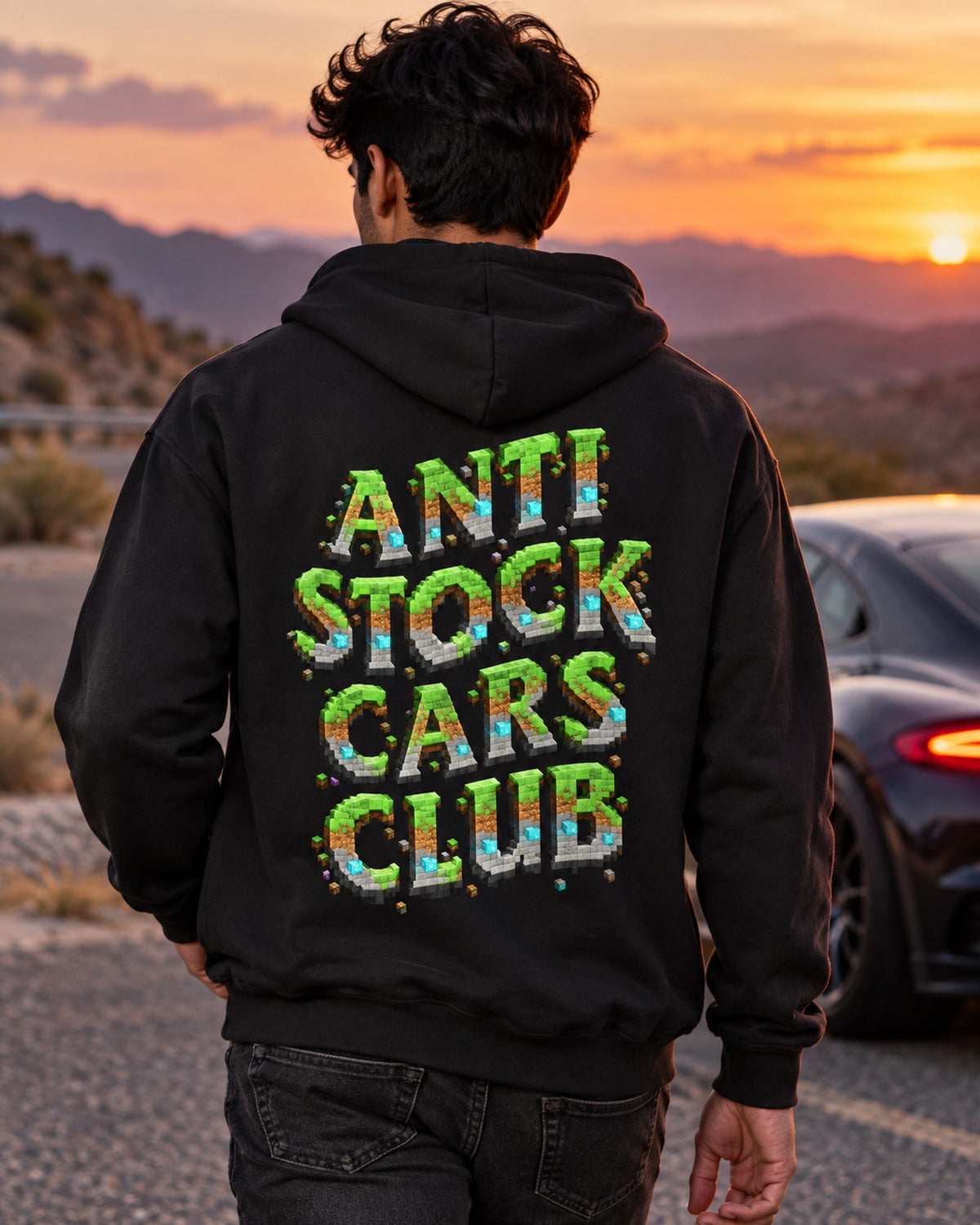 Anti Stock Cars Club Blocky Voxel Shirt, Hoodie & More Pull Over Hoodie Black worn hero