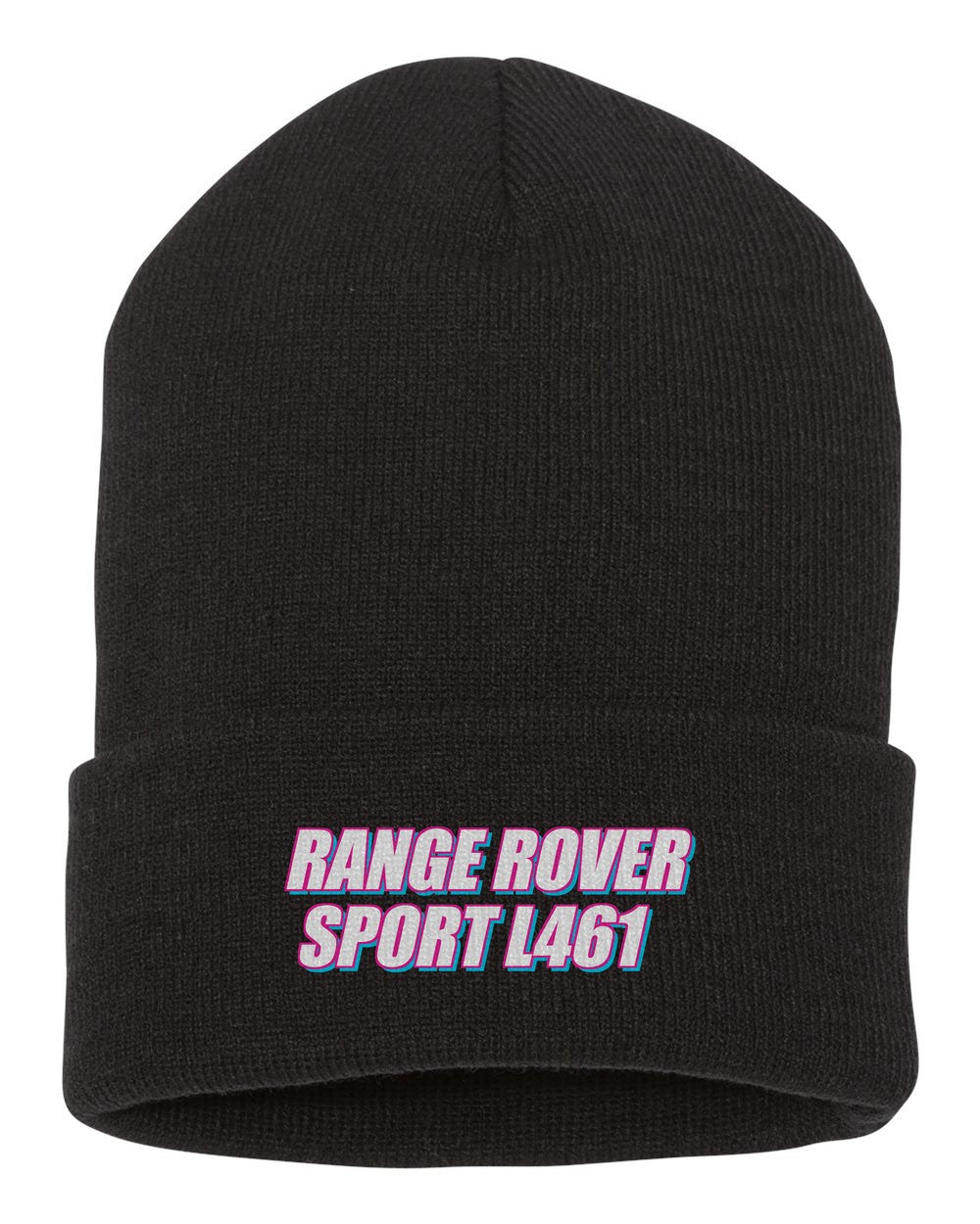 Range Rover Sport L461 black beanie front view with car name