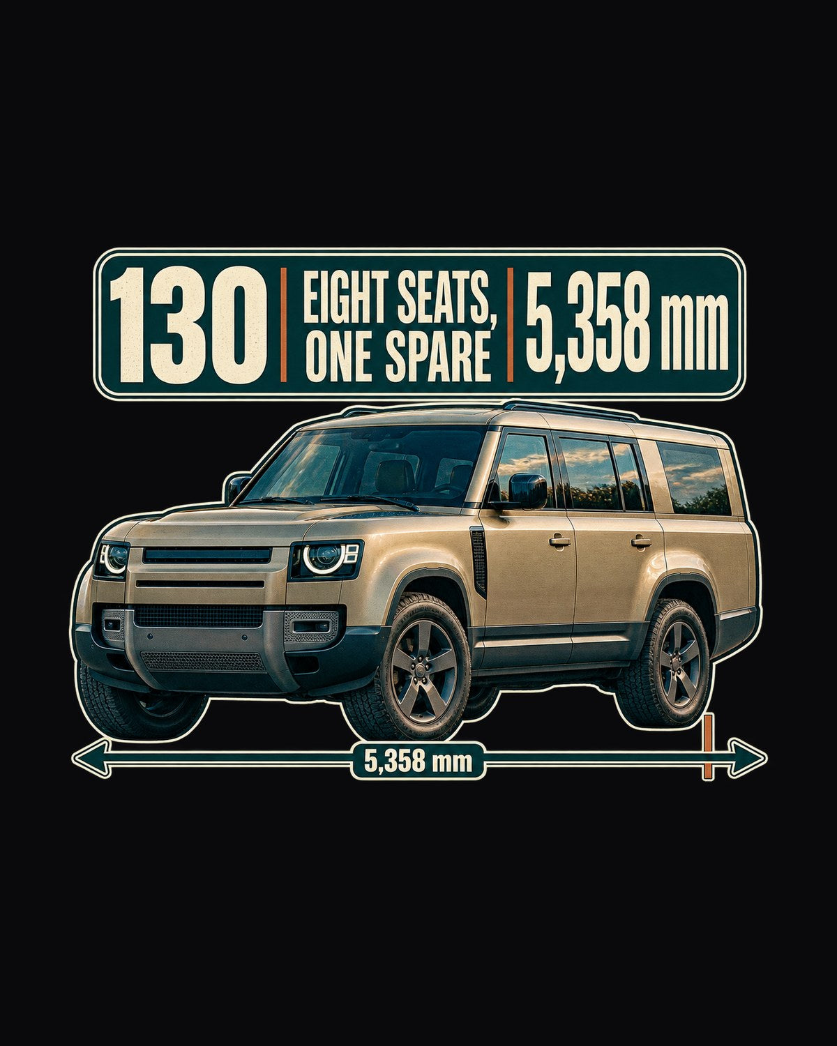 Defender 130 L663 Eight Seats Editorial Headline Shirt, Land Rover design only