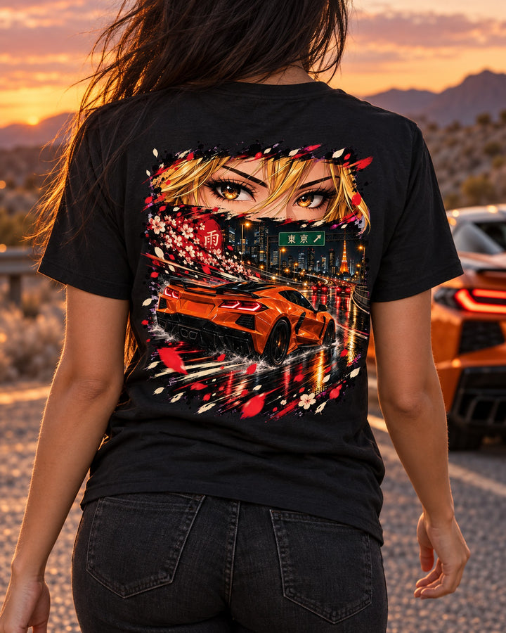 Chevrolet Corvette C8 Z06 Anime Girl Shirt, Hoodie & More T-Shirt Black worn hero