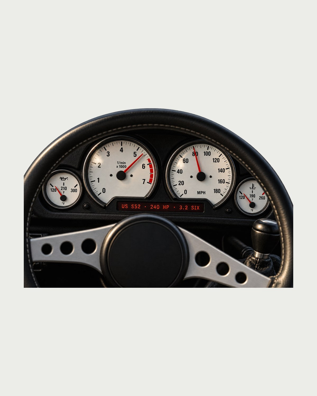 BMW E36 M3 Coupe US S52 Cockpit Gauge Shirt, 240 HP 3.2 Six design only