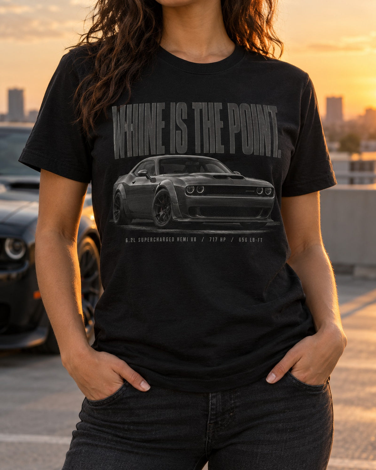 2018 Challenger Hellcat Whine Is The Point Halftone Shirt T-Shirt Black worn hero