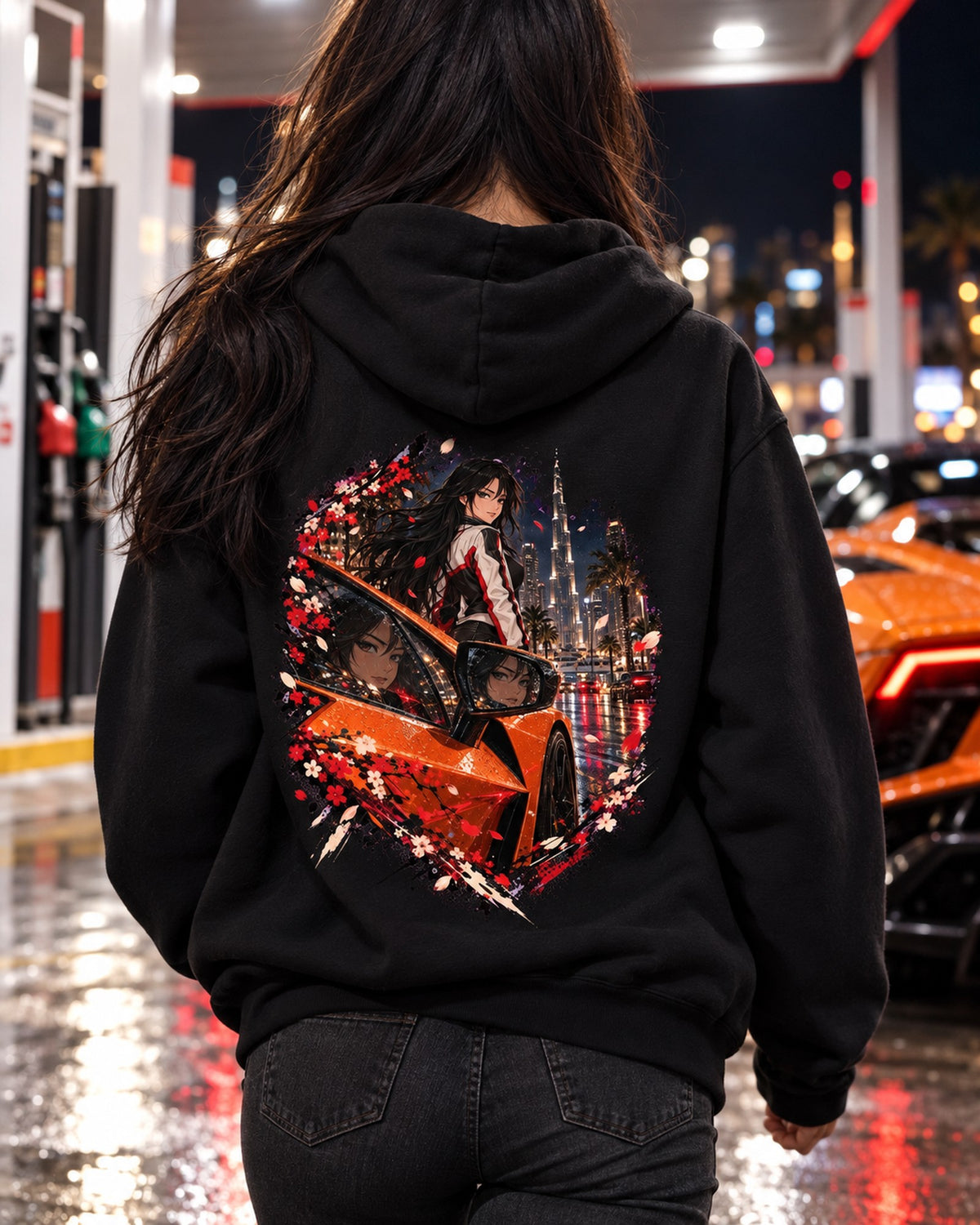 Lamborghini Revuelto Anime Girl Shirt, Hoodie & More Pull Over Hoodie Black worn hero