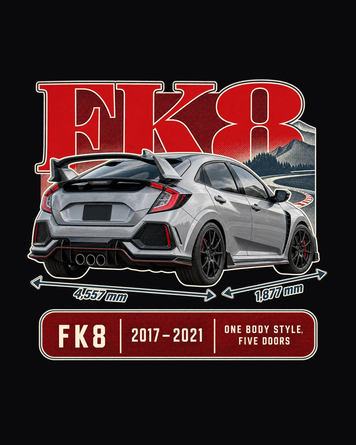 Honda Civic Type R FK8 Archive Panel Tee, 2017-2021 Shirt design only