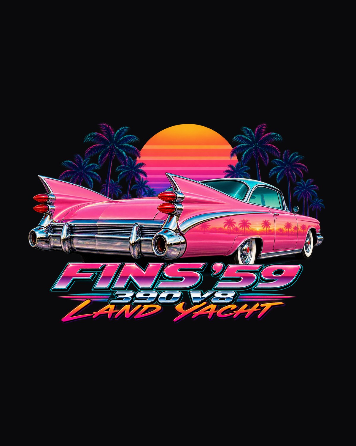 1959 Cadillac Series 62 Fin Sunset print Tee design only