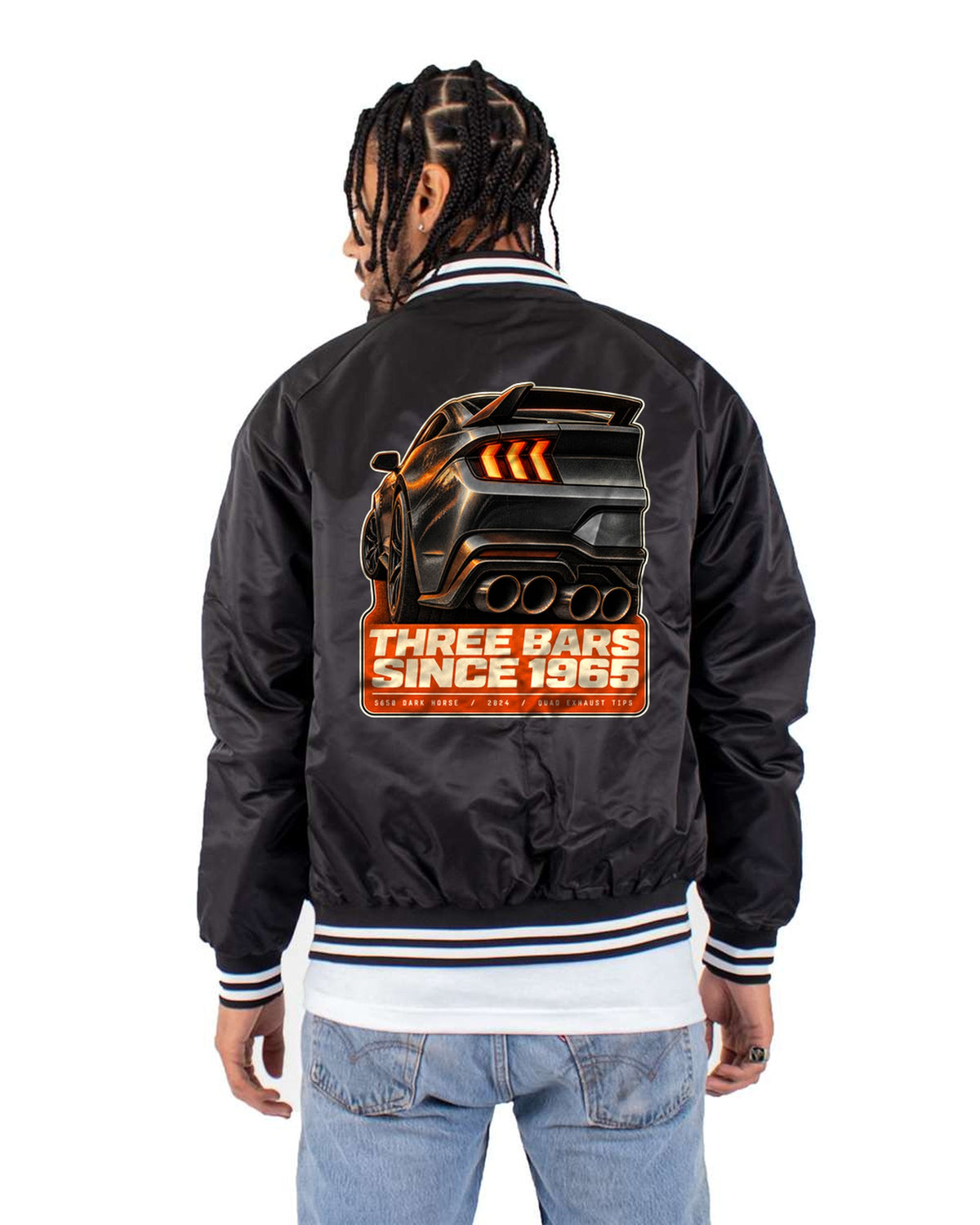 Ford Mustang Dark Horse S650 Taillight Detail Shirt Bomber Jacket Black back