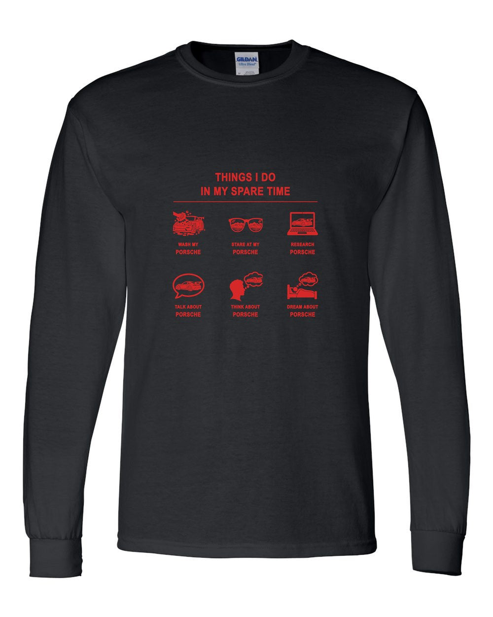 Porsche Things I Do Long Sleeve Black front