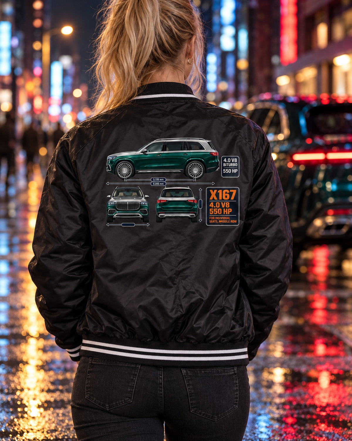 Mercedes-Maybach GLS 600 X167 Three-View Spec Shirt Bomber Jacket Black worn hero