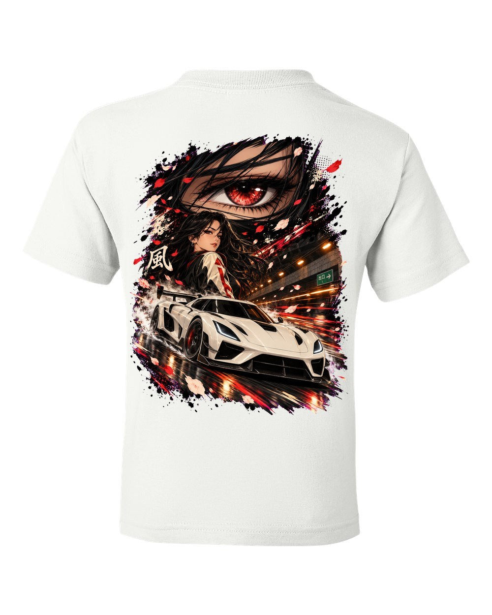 Koenigsegg Jesko Anime Girl Kids Tee White back