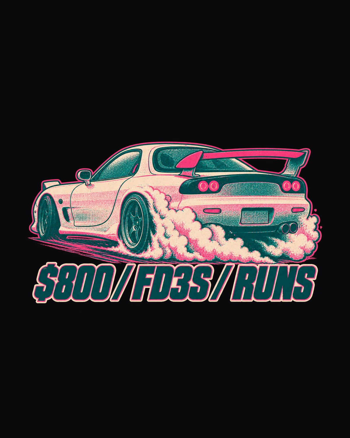 Mazda RX-7 FD3S Rotor Housing Op-Art Shirt, Rotary Gift design only