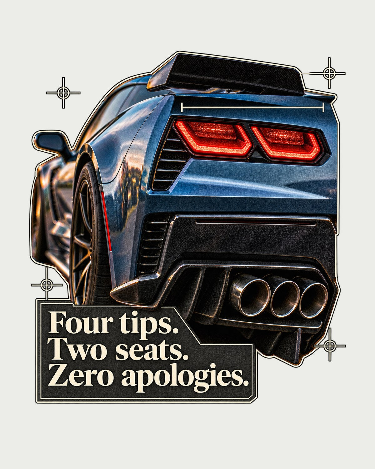 Corvette C7 Z06 Tail Macro print Shirt, Quad Exhaust Tee design only