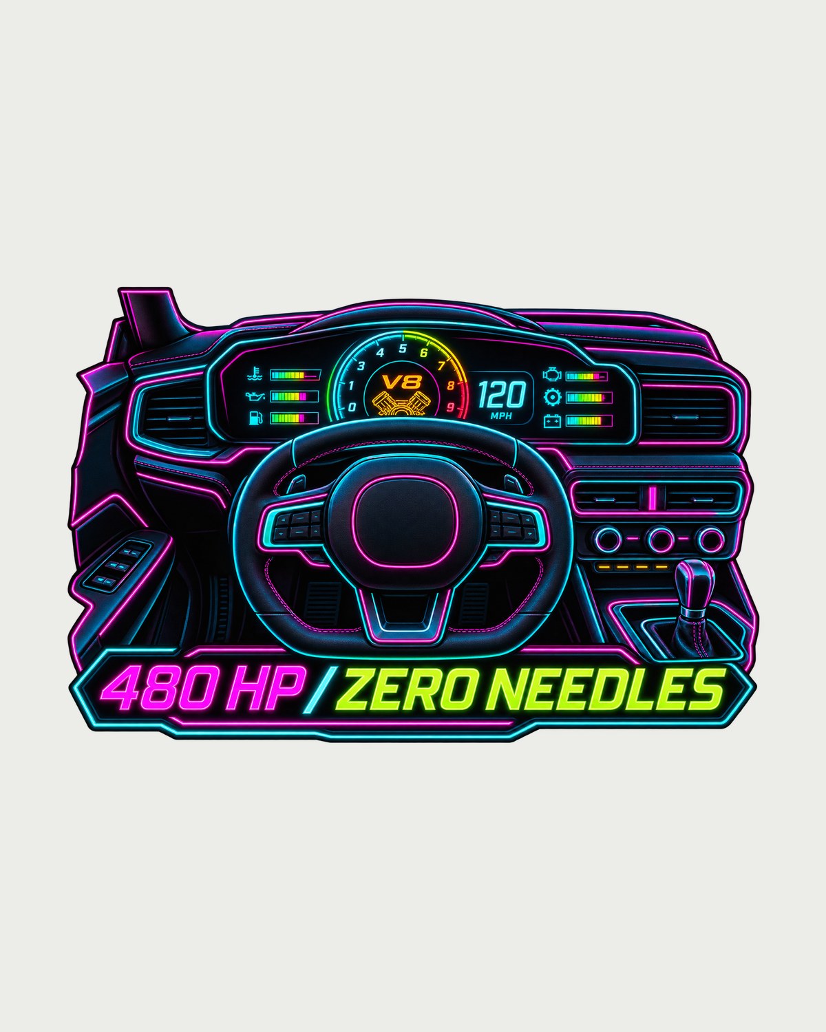 Ford Mustang S650 GT 2024 Cockpit HUD Shirt, 480 HP design only