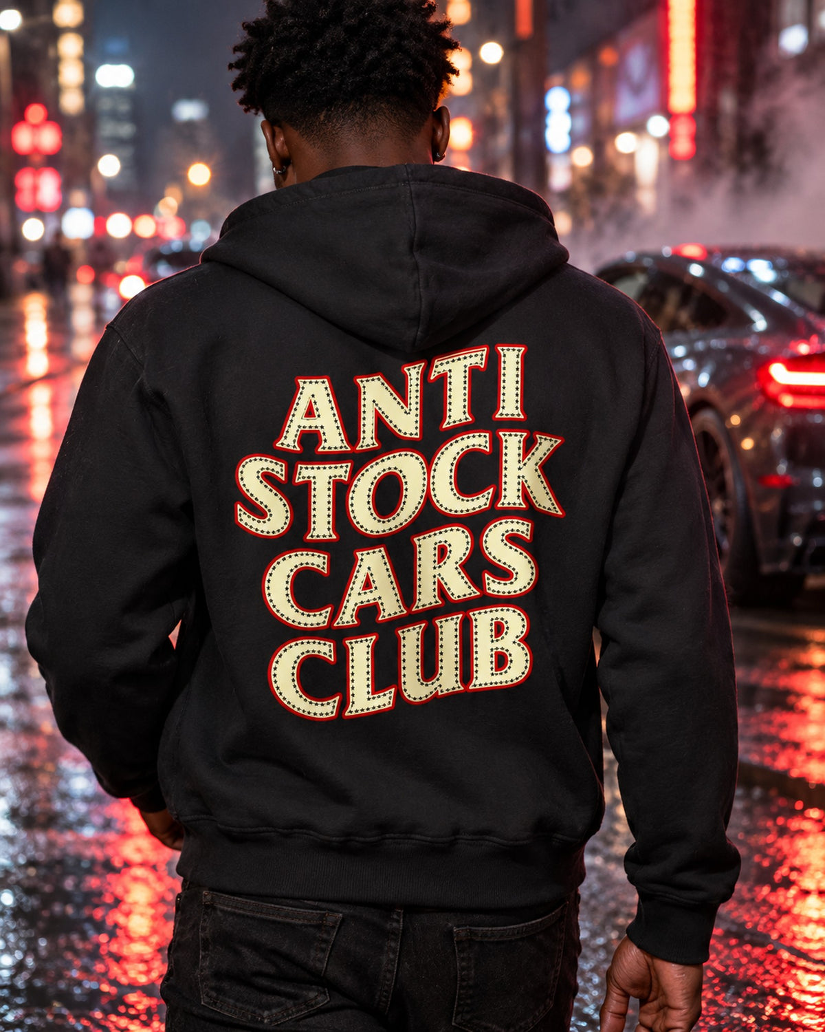 Anti Stock Cars Club Varsity College Shirt, Hoodie & More Zip Hoodie Black worn hero