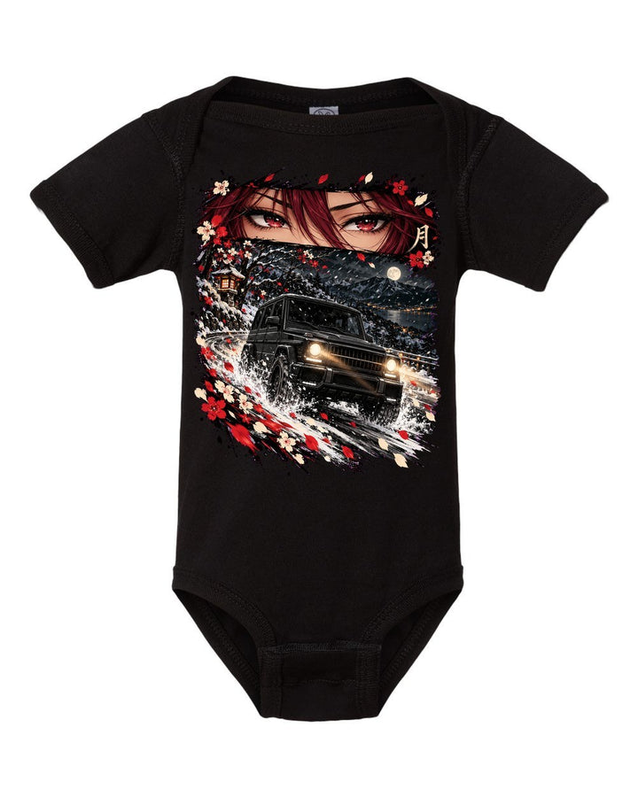 Mercedes-AMG G63 Anime Girl Baby Onesie Black front