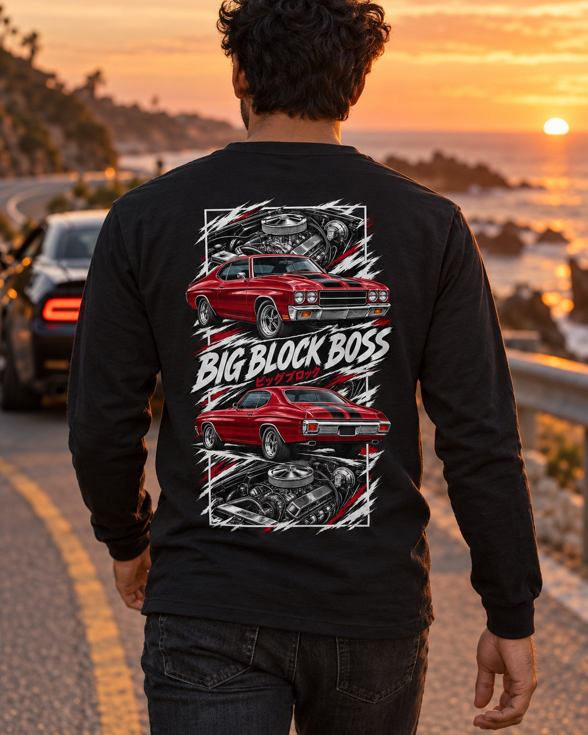 Chevelle SS Torn Poster Full-Back Graphic Tee Long Sleeve Black worn hero