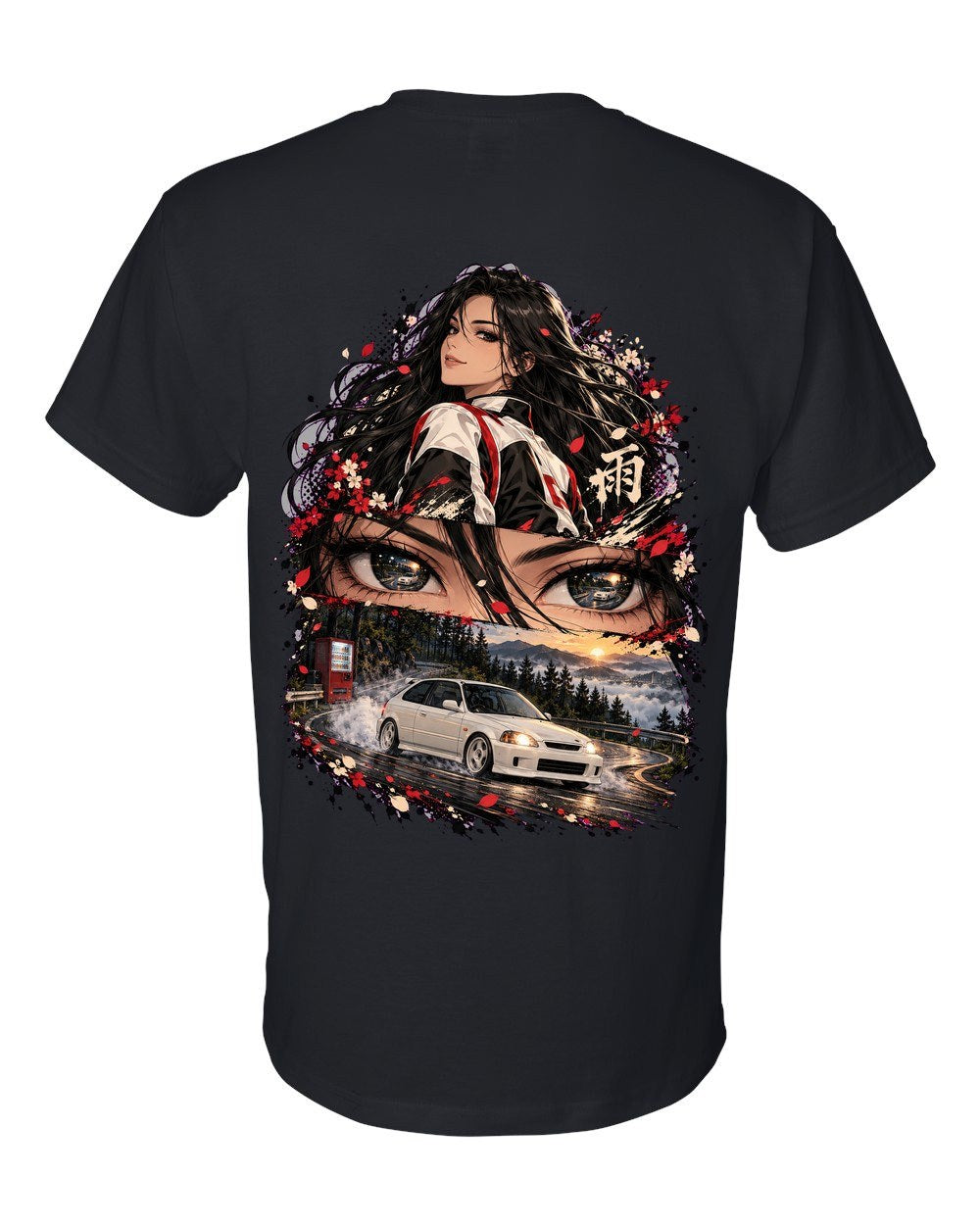 Honda Civic Type R EK9 Anime Girl T-Shirt Black back