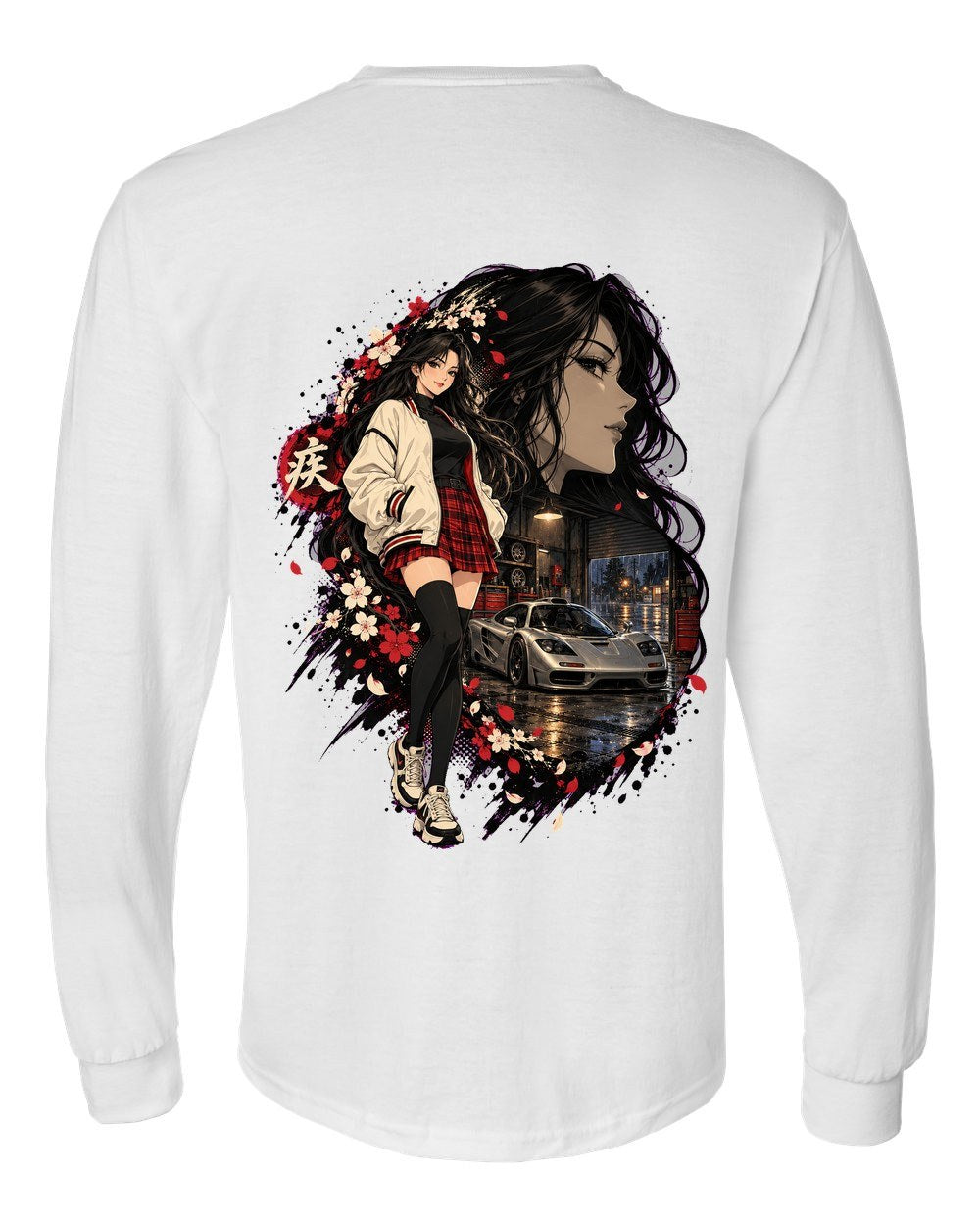 McLaren F1 Anime Girl Long Sleeve White back