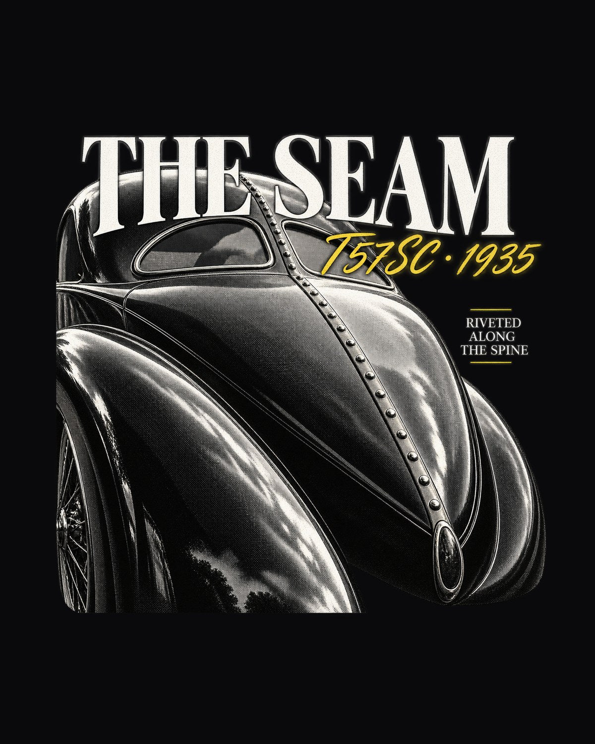 Bugatti Type 57SC Atlantic 1935 Dorsal Seam Macro Shirt design only