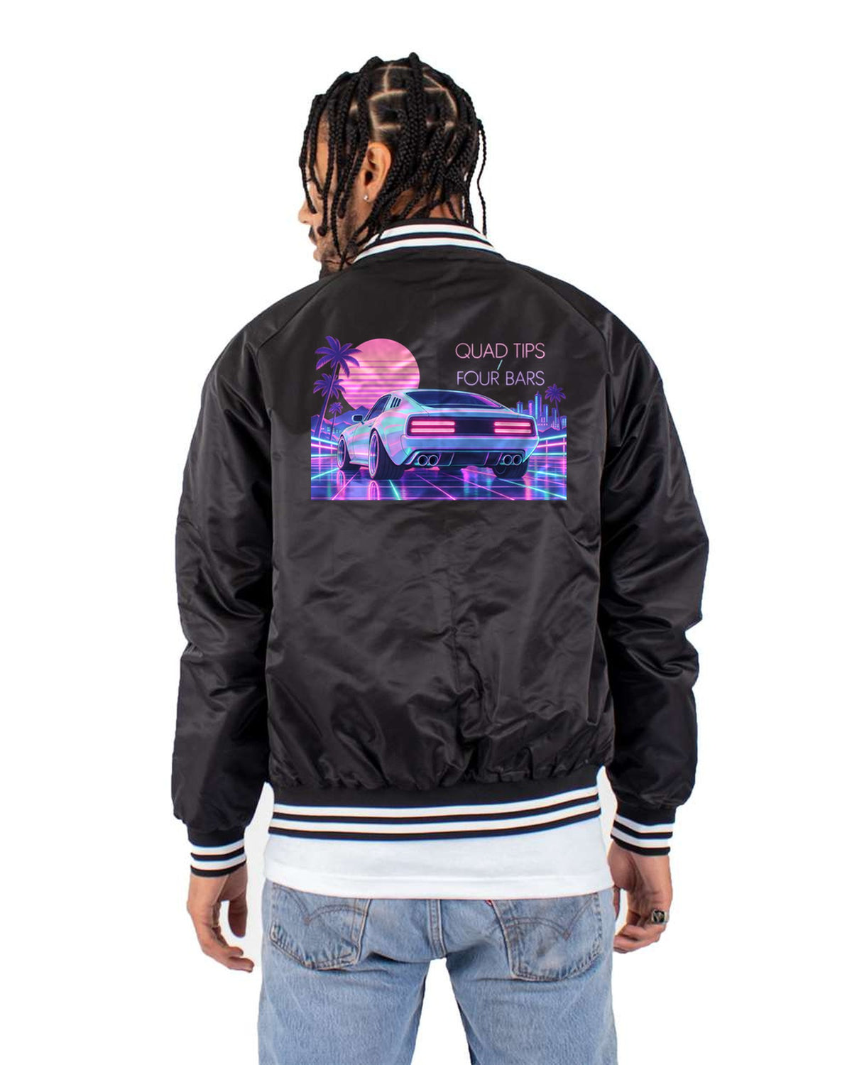 Kia Stinger GT CK Vaporwave Quad Tip Shirt, Car Guy Gift Bomber Jacket Black back