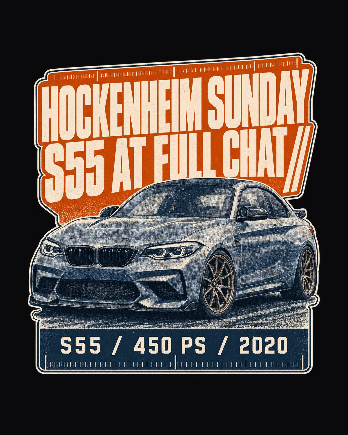 BMW M2 CS F87 Halftone Statement Shirt, Hockenheim S55 Tee design only