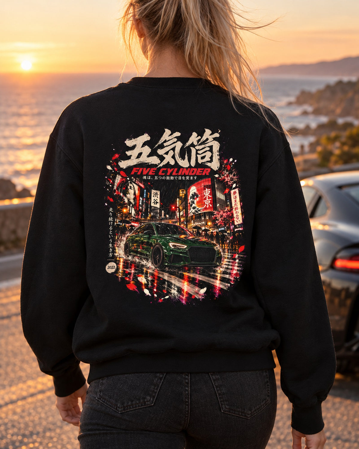 Audi RS3 Five Cylinder Shirt, Hoodie & More Crewneck Black worn hero