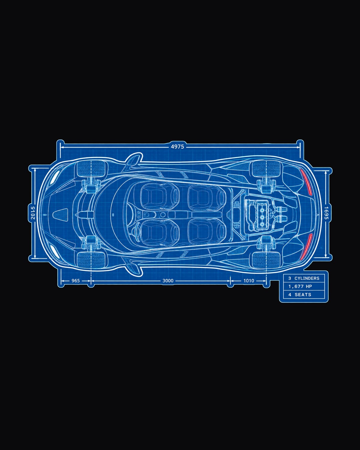 Koenigsegg Gemera Technical Blueprint Shirt, Car Gift design only