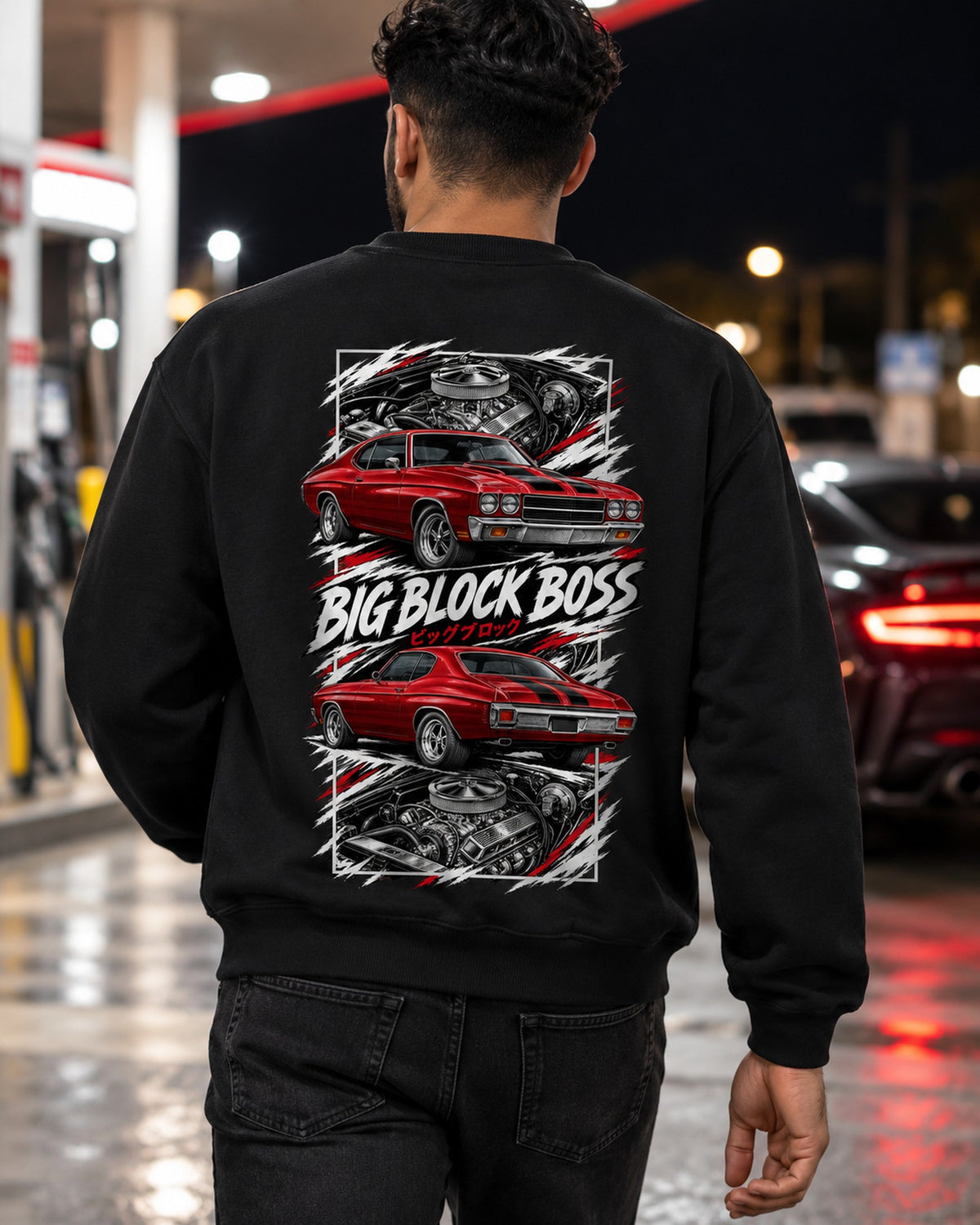 Chevelle SS Torn Poster Full-Back Graphic Tee Crewneck Black worn hero