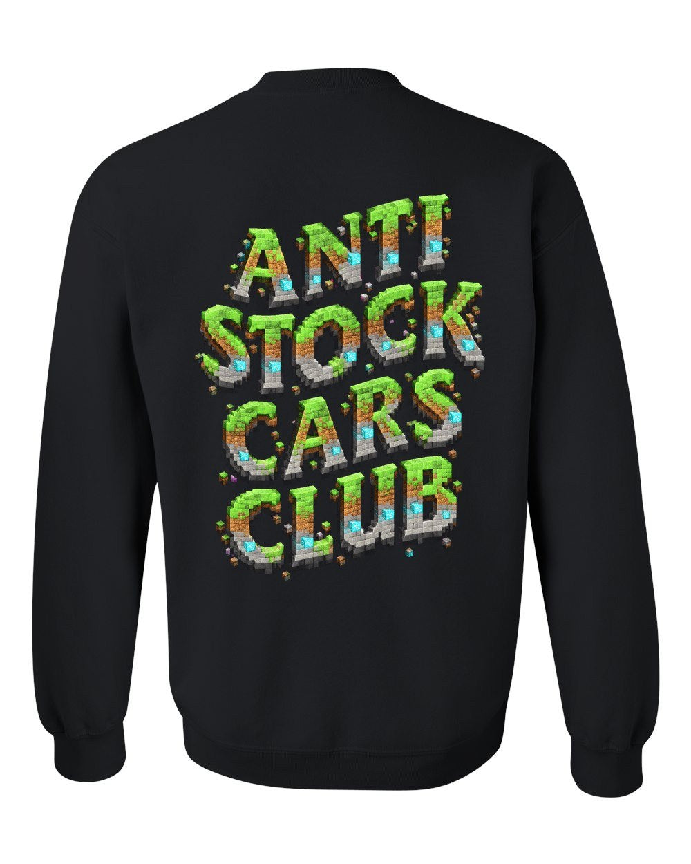 Anti Stock Cars Club Blocky Voxel Crewneck Black back