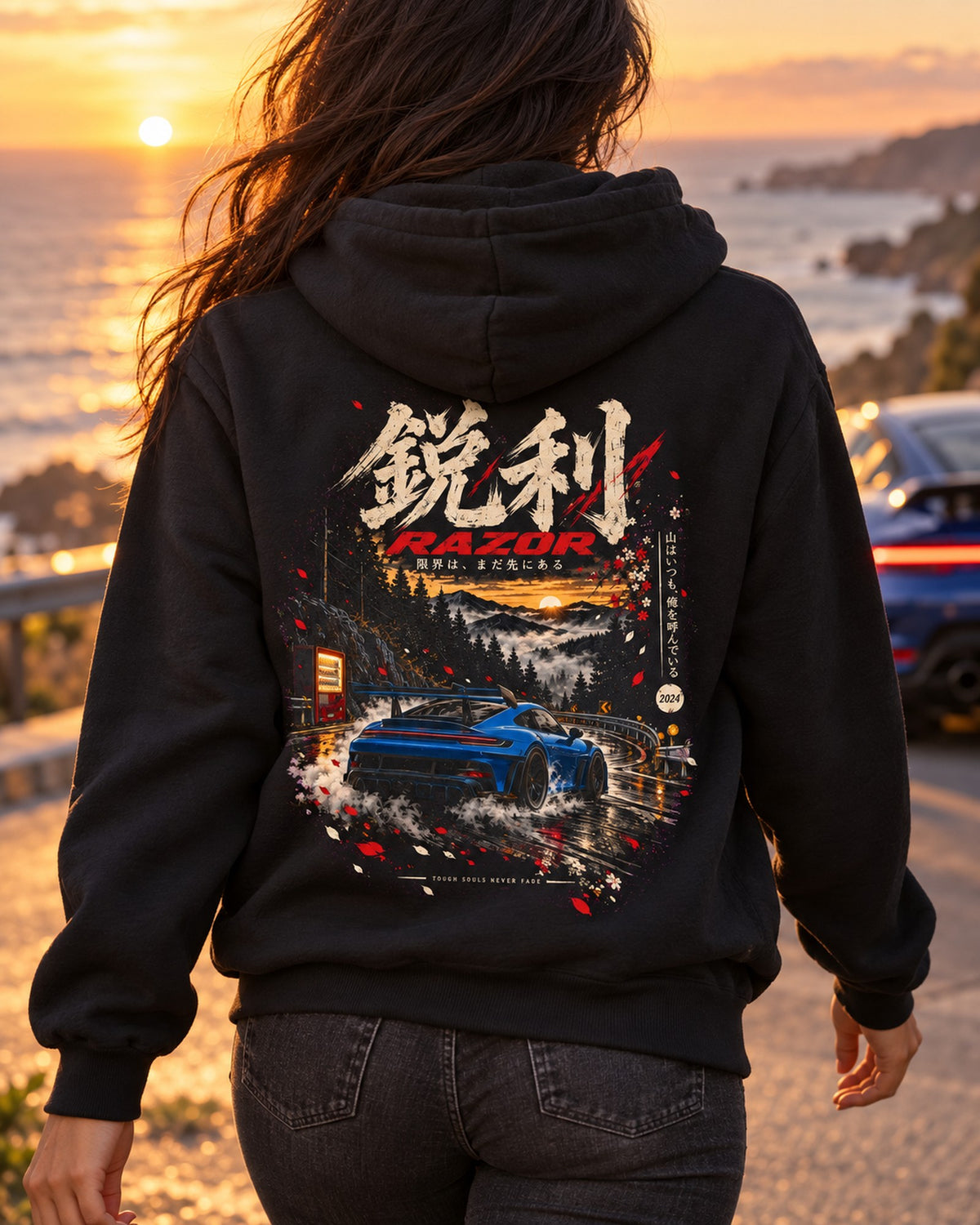 Porsche 911 GT3 RS 992 Razor Shirt, Hoodie & More Pull Over Hoodie Black worn hero