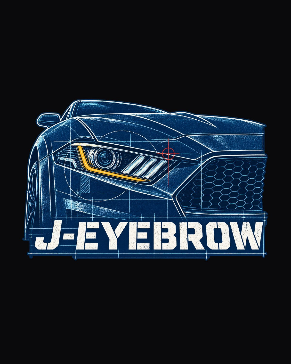 S550 Mustang Fastback J-Eyebrow Cyanotype Blueprint Shirt design only
