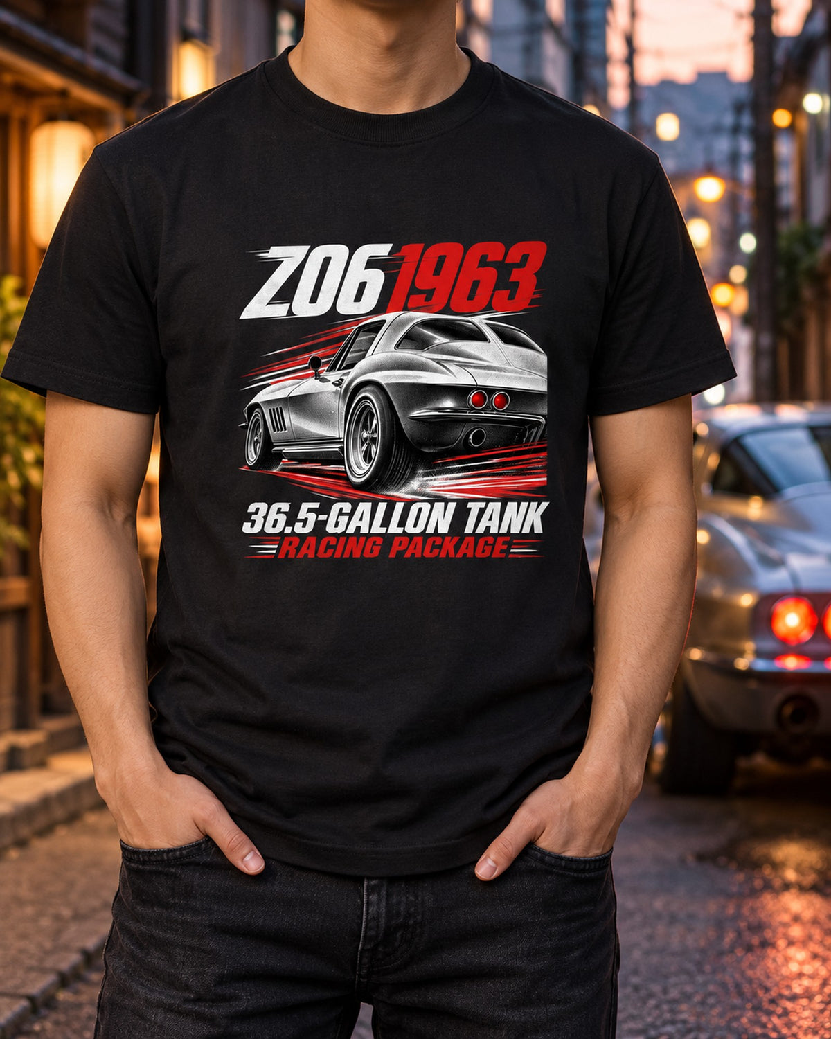 Corvette C2 Sting Ray 1963 Z06 Racing Package Poster Shirt T-Shirt Black worn hero