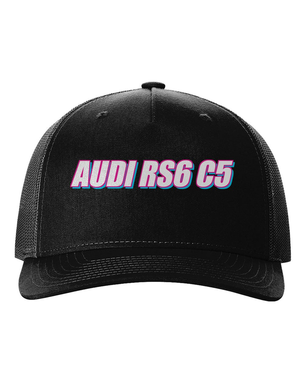 black hat front view with car name