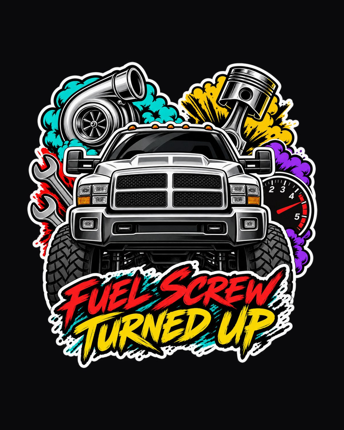 Dodge Ram 2500 12V Cummins Sticker Collage Shirt, Fuel Screw design only