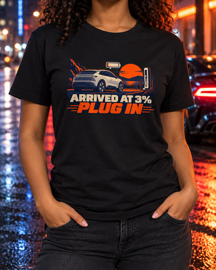 Arrived at 3% Tesla Model Y Juniper Risograph Duotone Shirt T-Shirt Black worn hero