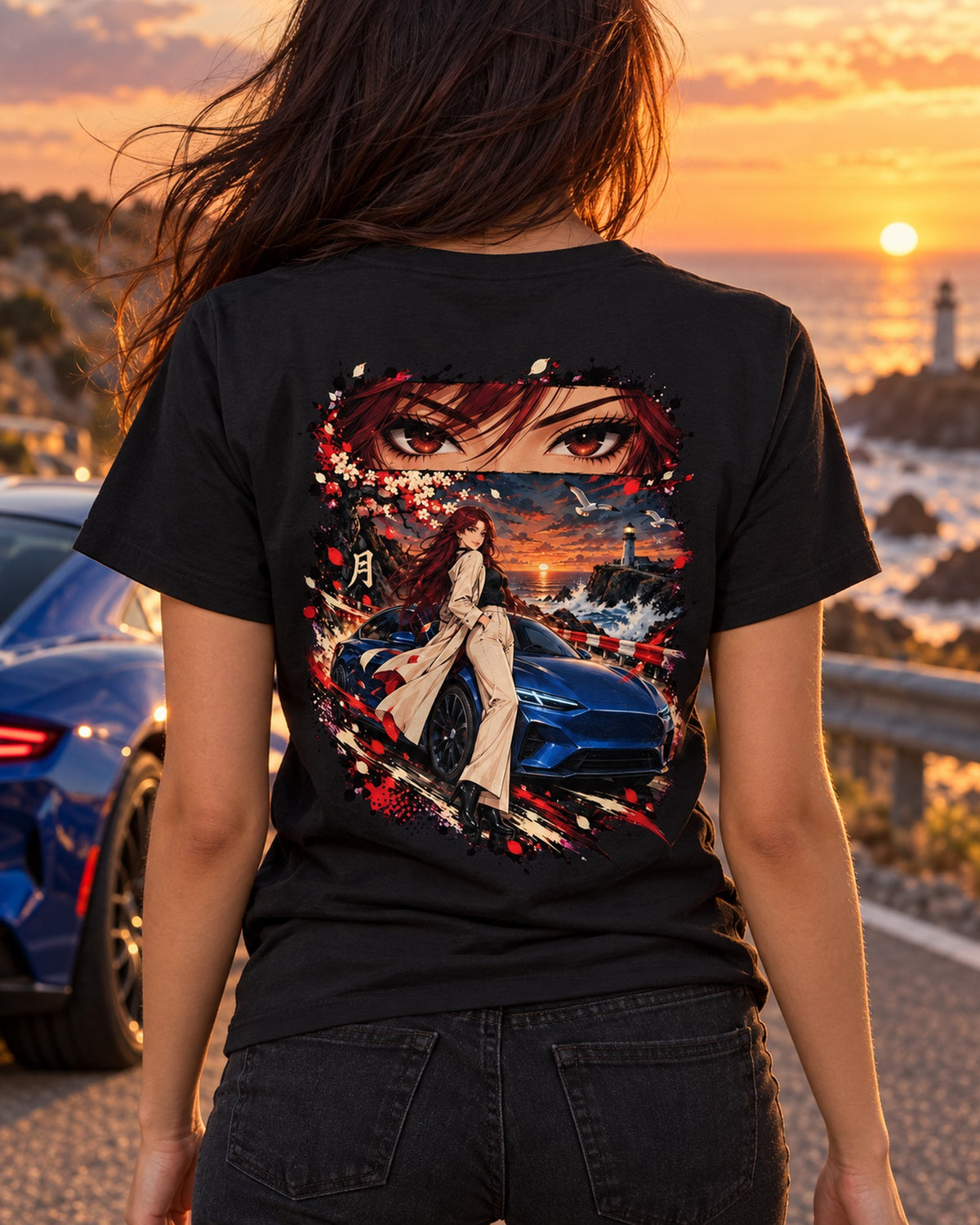 Lucid Air Sapphire Anime Girl Shirt, Hoodie & More T-Shirt Black worn hero