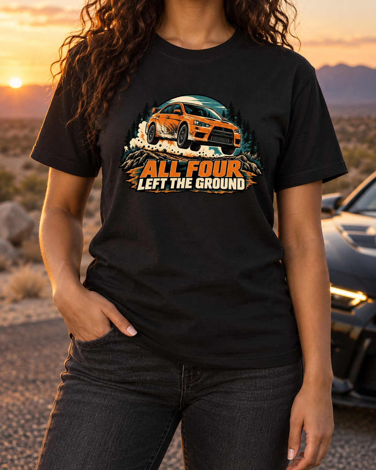 Evo X CZ4A Flat Vector Minimalist Shirt, Aluminium Block 291 HP T-Shirt Black worn hero